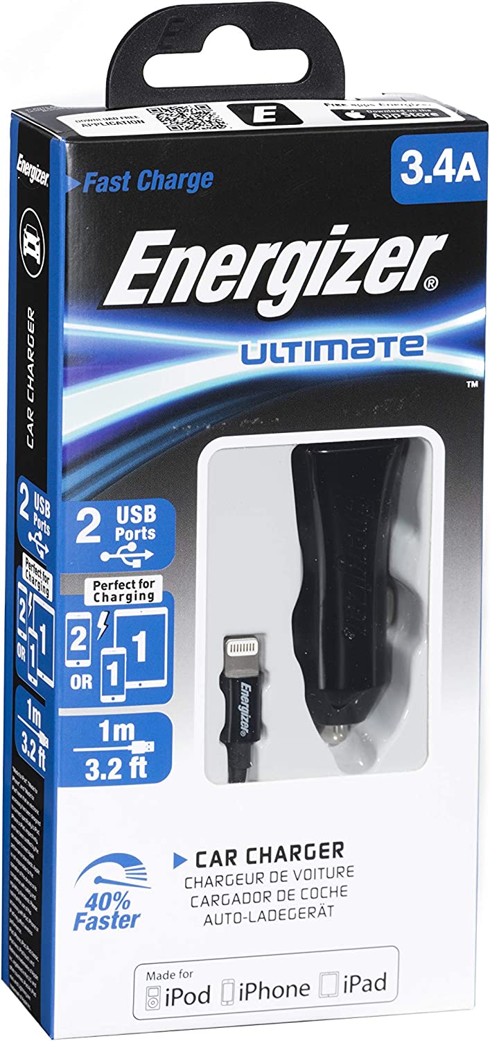 ENERGIZER Car charger - 3.4A - 2USB - Lightning cable included photo 