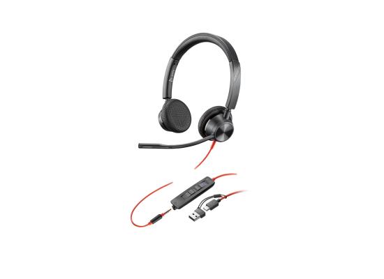 Poly Plantronics - Blackwire 3325 Wired Stereo Headset with Boom Mic (Poly) - Connect to PC/Mac via USB-A or mobile/tablet via 3.5 mm connector - Works with Teams, Zoom & more photo 