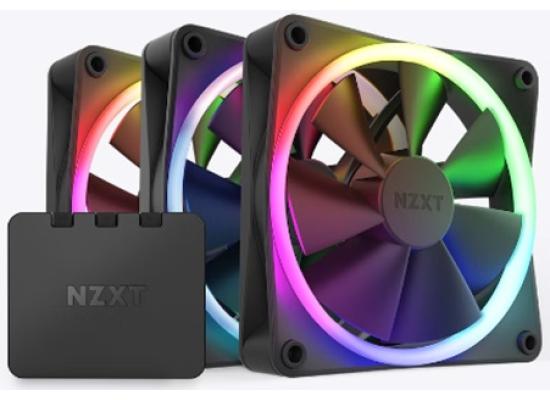 NZXT F120 RGB DUO 3IN1 (Black) PWM Airflow Fans & Controller, Fluid Dynamic Bearing (FDB) For Quiet & Cool Operations, Elegant Frame Design & Anti-Vibration Rubber Corners photo 