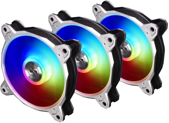 LIAN LI Bora Digital Series RGB 120mm ARGB LED PWM Fan, 3 Fans Pack - (Silver) Frame photo 