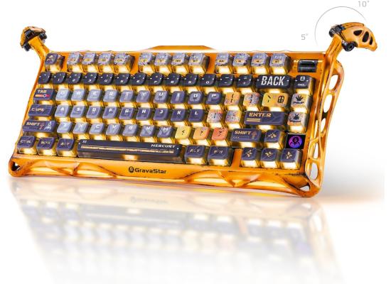 GravaStar Mercury K1 Pro Wireless Mechanical Gaming Keyboard, Aluminum Alloy 75% Layout, Hot-Swappable RGB Custom Keyboard with Linear Switches – Handcrafted Battle-Worn Yellow Edition photo 