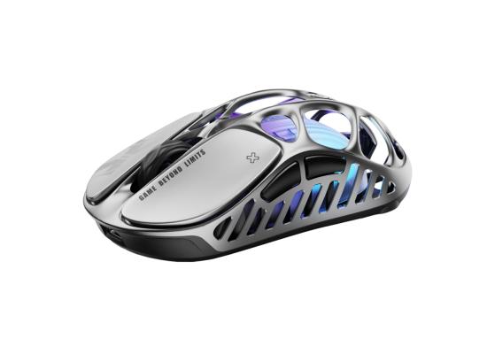 GravaStar Mercury X Wireless Gaming Mouse – 32,000 DPI PAW 3950 Sensor, 1000Hz Polling Rate, Only 49g, Magnesium Alloy Hollow Frame, RGB Lighting, 5 Programmable Buttons-Silver photo 