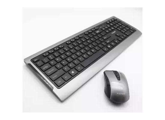 FAMOR CS100 Wireless 2.4GHz Kit, Keyboard & Mouse Combo, 1600 DPI High Grade Mouse, Metallic Grey & Black Color photo 