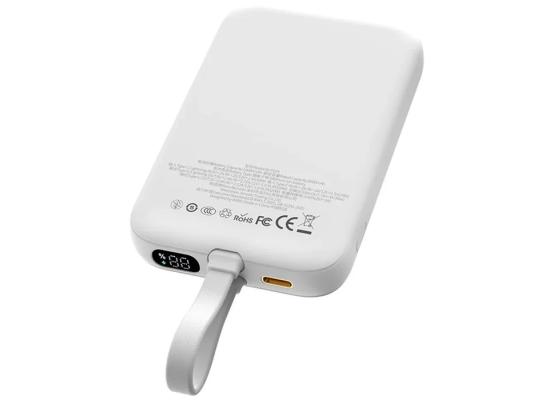 WIWU Wi-P024 10000mAh Magnetic Wireless Charging Power Bank PD 20W Fast Charging Battery Pack with Built-in Cable - White photo 